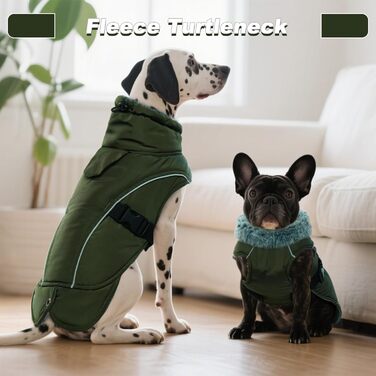 Зимовий теплий плащ для великих собак - вітронепроникний, світловідбиваючий, з регульованим коміром, для Golden Retriever (Армійний зелений, M)