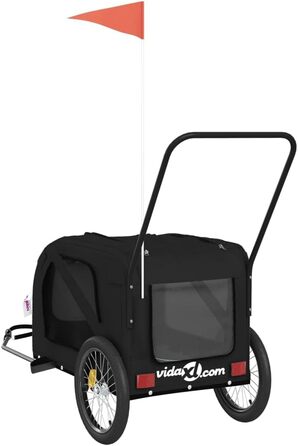 Причіп для велосипеда для собак, чорний, Oxford-Gewebe та залізо, LH50939