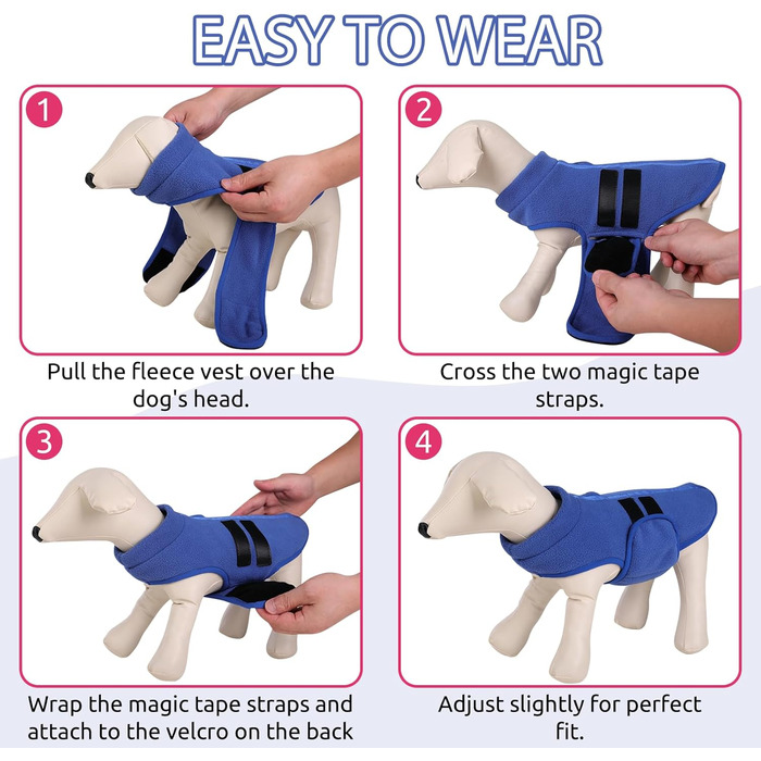Теплий флісовий жилет для собак - тепла жилетка для маленьких та середніх собак, флісова куртка для котів та собак (Синій XS)