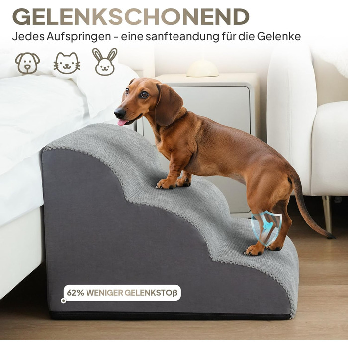 Сходинки для собак Mora Pets: 2 шт., 30 см, сірий, для маленьких собак та котів, з антиковзким покриттям