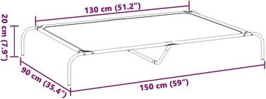 Підвищене собаче ліжко vidaXL 110x65x20 см, Textilene та сталь, для собак, Outdoor, лежанка, диванчик для собак