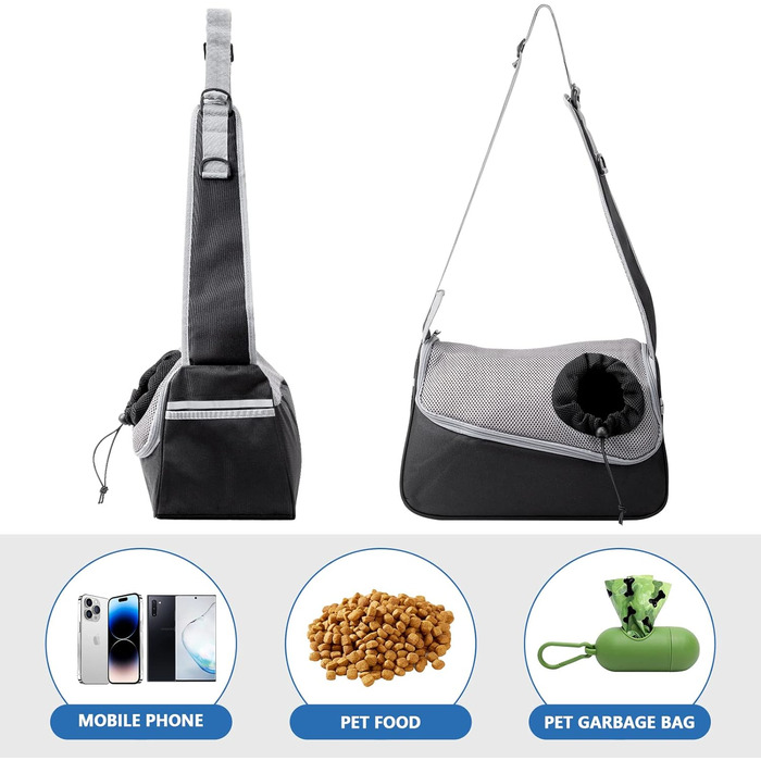Сумка-переноска для собак та котів, чорна, до 5 кг, регульована, для прогулянок