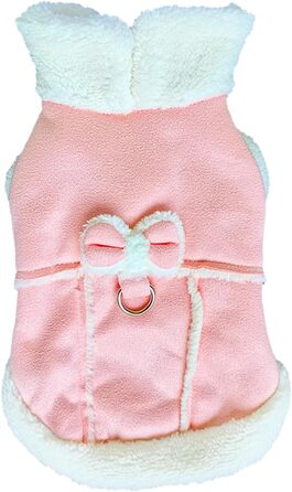 Теплий зимовий одяг для собак Jecikelon: рожевий, XS, з коміром-гетром, з підкладкою з флісу, з кільцем для повідка