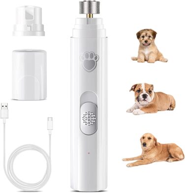 Шліфувальник для кігтів тварин Dr. Pfoten Pro Set - Безболісне підрізання кігтів для собак та котів. 2 швидкості, білий.