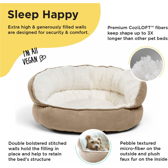 Ліжко для котів і собак Best Friends by Sheri Pet Throne Weizen Jumbo, ортопедичне, кругле