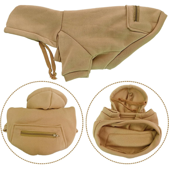 Теплий зимовий одяг для собак: Худі для цуценят та маленьких собак Jecikelon (Хакі, XX-Small)