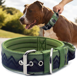 Нашийник для собак Premium NeckShield Kontroll – 5 см, з посиленим амортизуючим наповнювачем, сертифікована безпека SGS, професійний захист для великих і дуже великих собак, 50-58 см, колір Джунглі Ніч