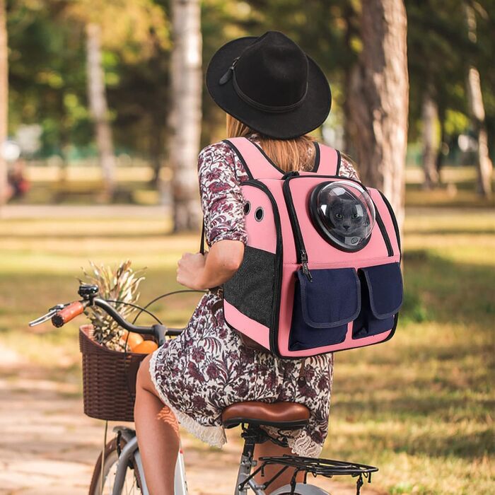 Рюкзак для кота PETCUTE, рожевий, з висувною матрацом, для маленьких котів та собак, дихаючий, складний, переноска