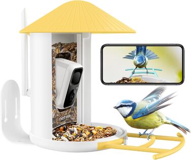 Розумна годівниця для птахів NETVUE Birdfy з WiFi камерою, відеозаписом, кольоровим нічним баченням, автоматична станція для підгодівлі диких птахів