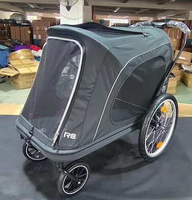 Візок для собак Beberoad R8 Pro Extra Large, чорний - для великих собак до 45 кг, складаний, для собак з обмеженими можливостями та вагітних