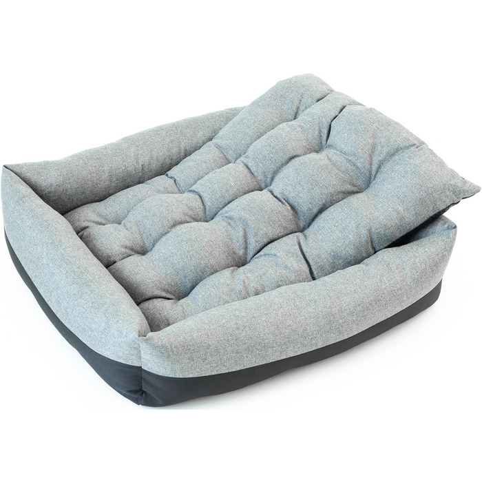 Лежанка для собак вологостійка 75x65x20 см сірого кольору - лежанка-кошик для маленьких та великих собак з неслизьким дном