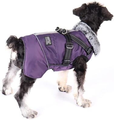 Зимові куртки для собак, жилети для собак з шлейкою, тепла куртка для собак, зимові куртки для собак для маленьких, середніх та великих собак (фіолетовий, S)