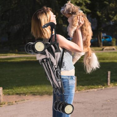 Візок для собак Hundebuggy: легкий, розкладний, для собак вагою до 9 кг, з кошиком та тримачем для напоїв, темно-зелений (кавовий)