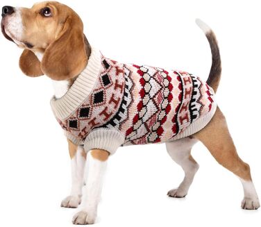 Теплий пуловер для собак - Boho пуловер для маленьких собак, святковий пуловер, отвір для повідка, теплий пуловер для чихуахуа, йоркширського тер'єра, джек-рассела (Червоний M)