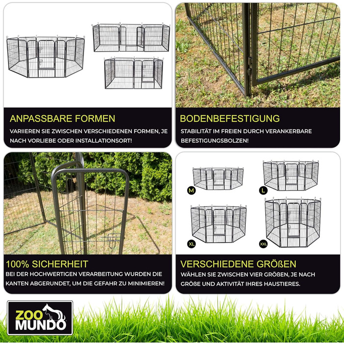 Клітка для цуценят Zoomundo, вольєр для тварин, огорожа для цуценят, 8-кутна, L