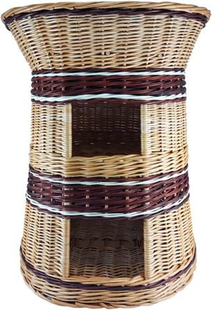 Клітка-будиночок для котів з плетіння лози, 3-ярусна, ручної роботи, без подушки