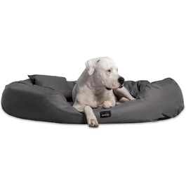Ортопедичне ліжко для собак Tierlando® ARES з поліестеру з вийманою віско-матрацом, 125x105 см, сірий