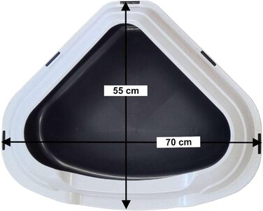 Торгівля котячий туалет кутовий XXL, модель Memphis, чорно-білий з бортиком