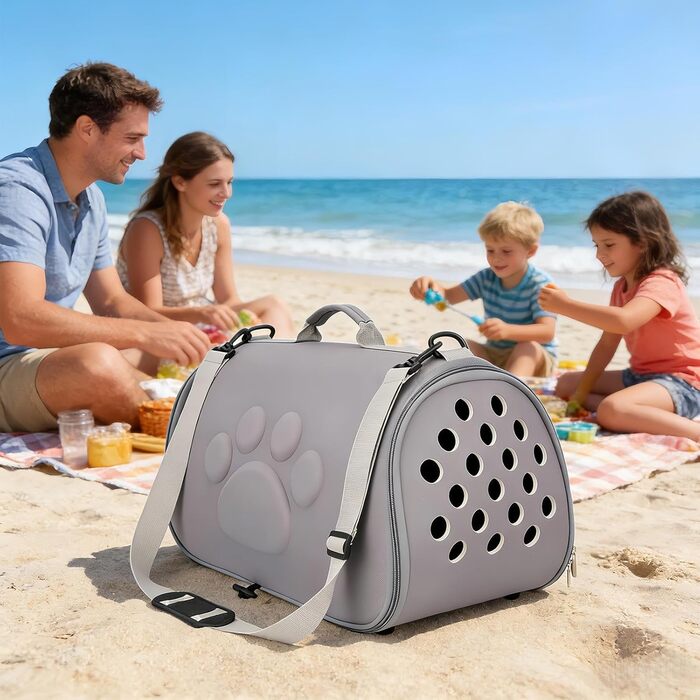 Сумка для тварин Katzen Reisetasche: переноска для собак та котів на плечі, сіра, L