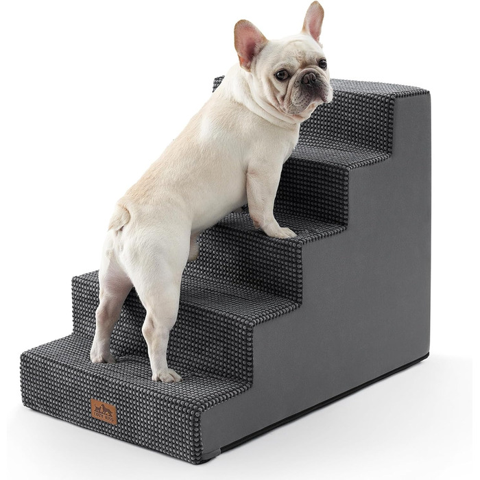 Сходинка для собак маленьких порід, 5 сходинок, 60 см, знімний чохол (темно-сірий, 75x50x60 см)
