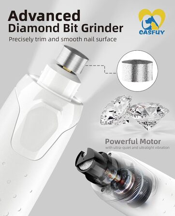 Електричний точило для кігтів собак та котів Casfuy з 6 режимами та LED-підсвіткою (45 dB)