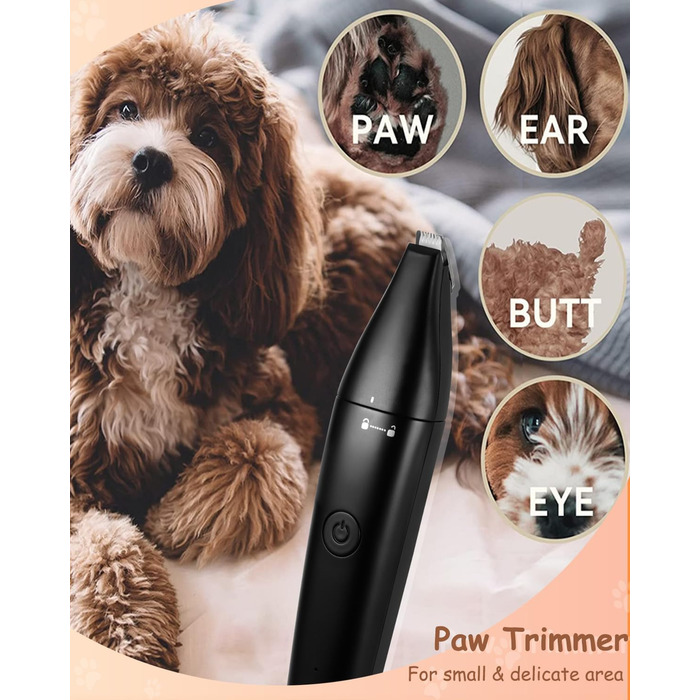 Набір для догляду за собаками 4-в-1: стрижка, підрізання кігтів, USB-C, бездротовий триммер для собак та котів
