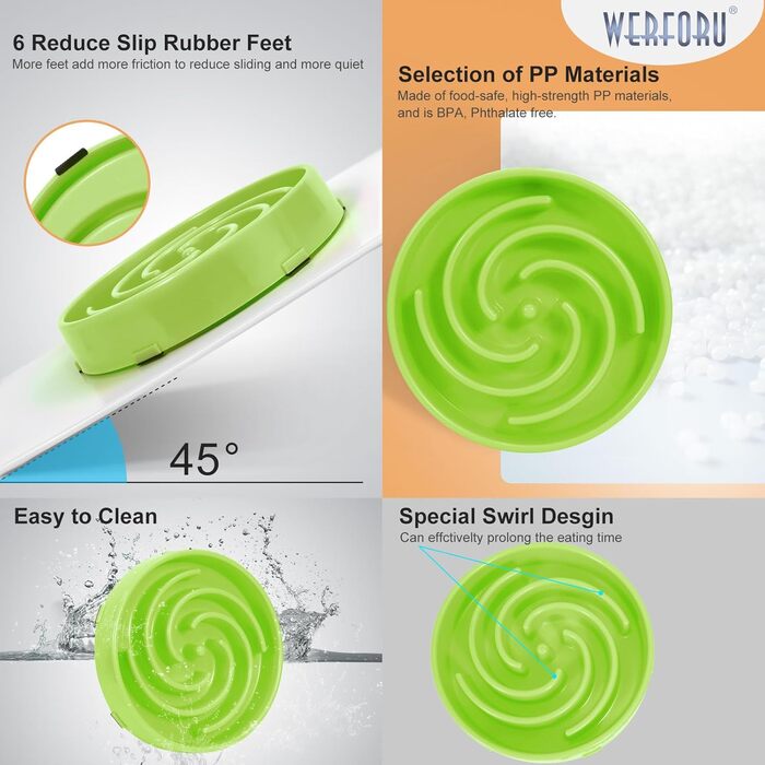 Німецький інтерактивний миска для собак, повільне годування, анти-заковтування, безпечна та довговічна, екологічна (K-grasgrün)