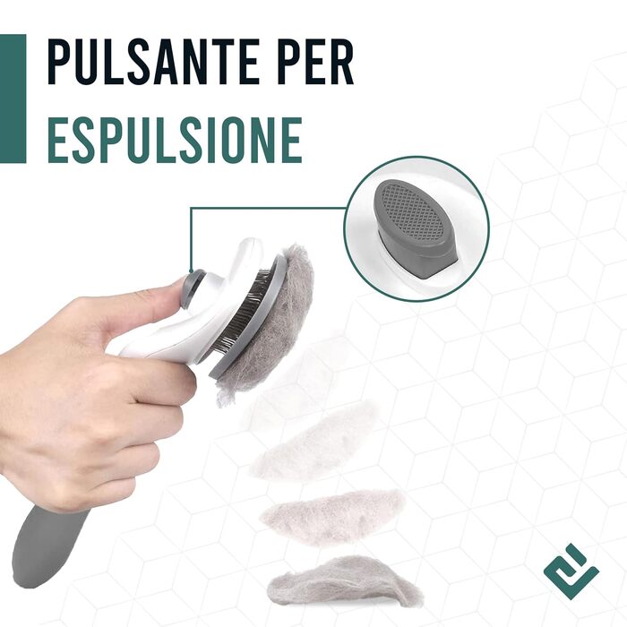 Щітка для тварин самоочищувана, для видалення шерсті котів та собак, видалення підшерстя, неслизька ручка (сіра)