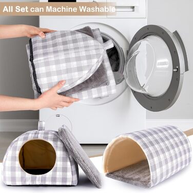 Будиночок та тунель для морських свинок Hedgeink – затишний дім та іграшки для кроликів, морських свинок, хоряків та інших дрібних тварин (Сірий в клітинку)