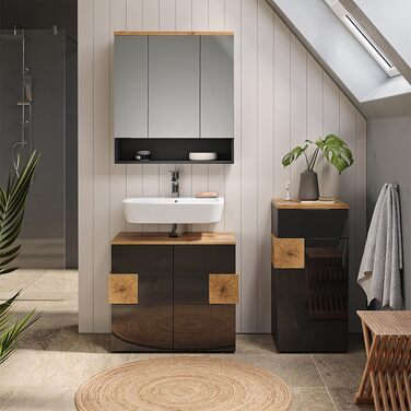 Пенал для ванної Vicco Eden, антрацит/дуб, 40x84 см