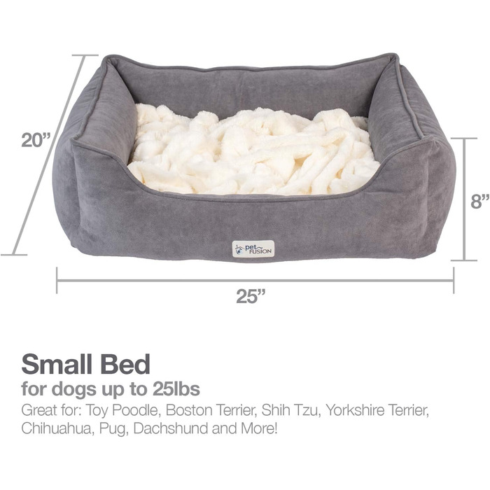 Ліжко для собак і котів PetFusion Calming Cuddler S, антистрес, із піни з ефектом пам’яті, з пледом для копання, 62x53 см