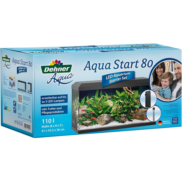 Стартовий набір акваріума Dehner Aqua 80 см з кормом і засобами догляду, 81x36x45 см