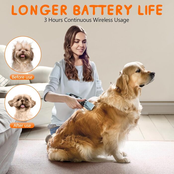 Електрична машинка для стрижки собак та котів YAZ EKY Leise Profi, з 4 гребінцями, для густого та кучерявого волосся