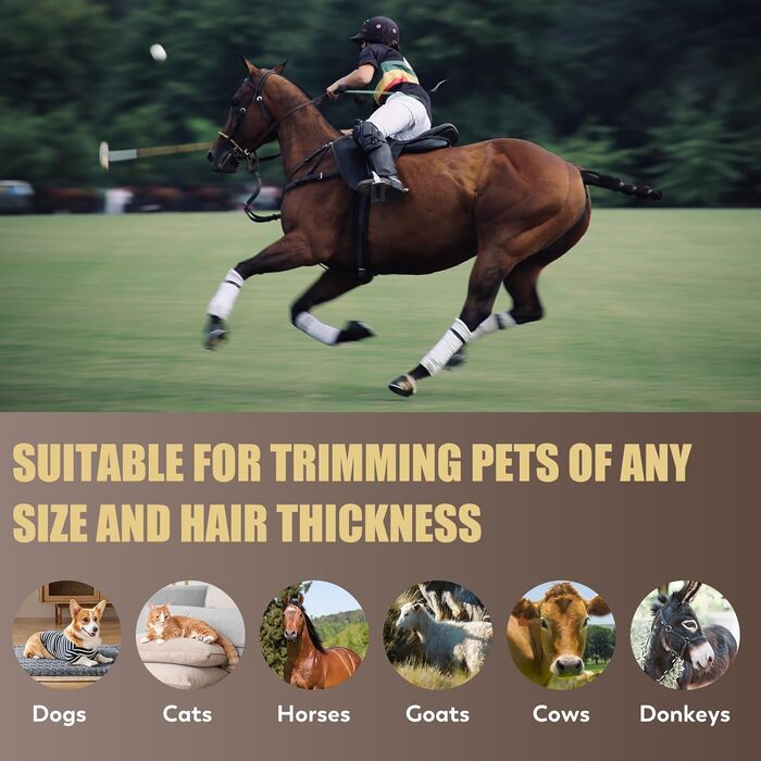 Машина для стрижки тварин CGOLDENWALL CG-CP-9060-1: акумулятор 1400mAh, кабель 3.5м, 3200-4000 об/хв, 2 швидкості, для собак, коней, кіз, корів та тварин з густою шерстю