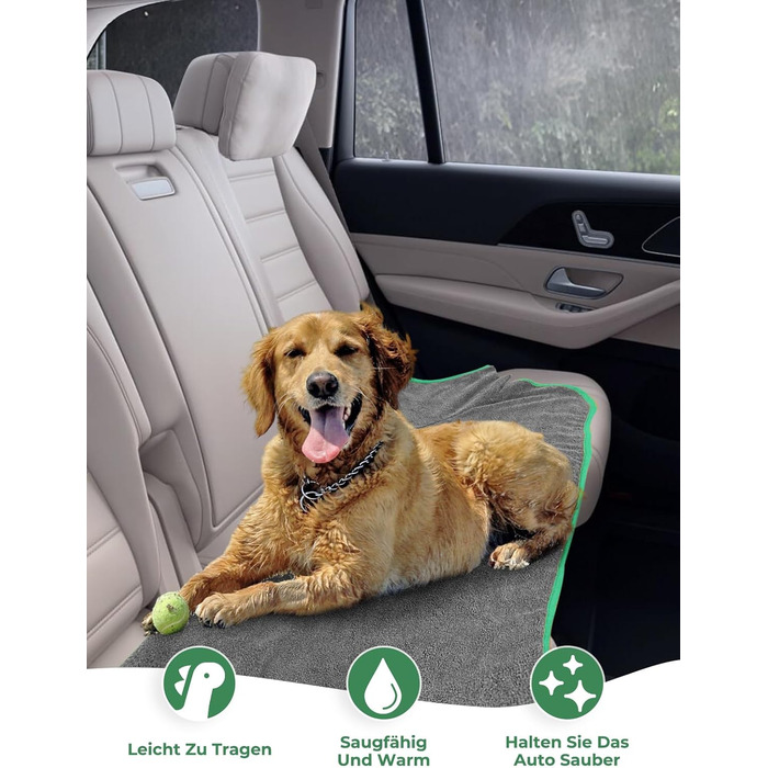 Рушник для собак з мікрофібри, халат для собак, швидковисихаючий, з регульованим коміром на липучці, для великих, середніх та маленьких собак/котів (Сірий зелений, M)