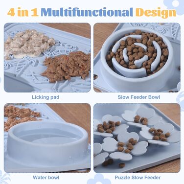 Силіконовий килимок для годування собак та котів - Slow Feeder, антиковзкий, інтерактивний, пазл-годувальник, для швидких їдців (Блакитний)