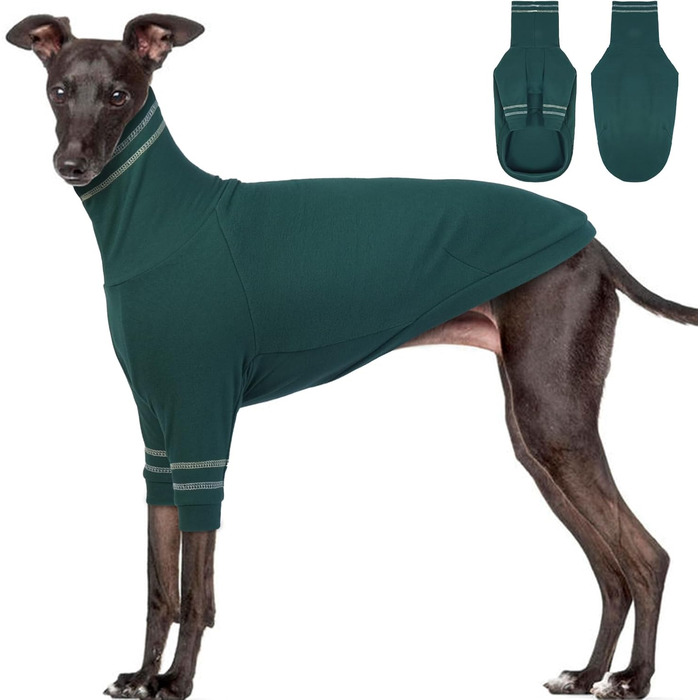 Светр для грейхаунда, італійського віндхаунда та віппета. Теплий светр з високим коміром для собак маленьких порід (зелений, L)