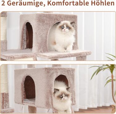 Комплекс для котів Kratzbaum GCT032W (180 см, коричневий): кігтеточка, будиночок, майданчик для великих котів