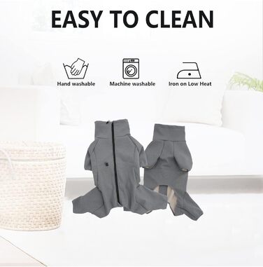 Теплий флісовий халат для собак, цільнотілий, з чотирма лапами, з регулюванням та блискавкою, зимовий одяг, ідеальний для домашніх тварин, собак, середніх та великих порід, сірий-XXL