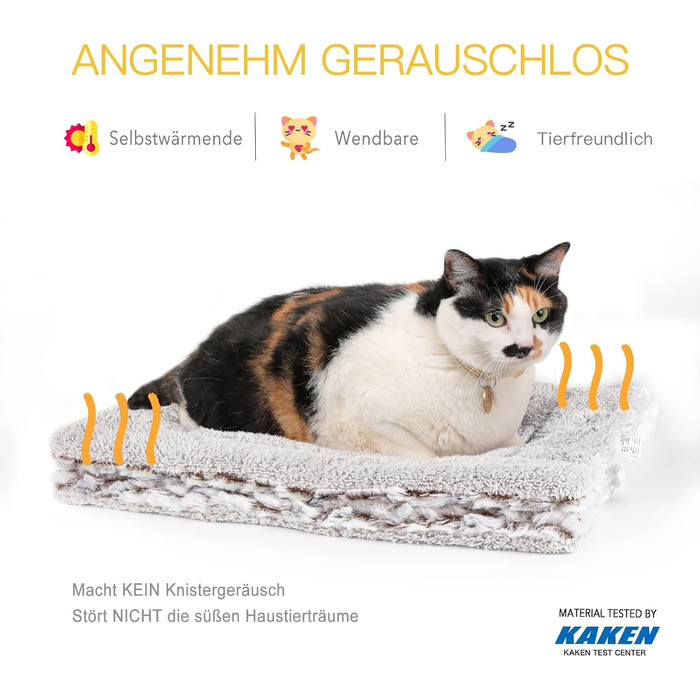 Тепла ковдра Mora Pets для котів: самонагріваюча, м'яка, двостороння, 70 x 46 см