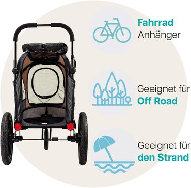 Innopet Sporty Evolution Latte: прогулянка для собак 2-в-1 (будка та велосипедний причіп), бежевий/сірий, до 30 кг, з дощем та світловідбивачами