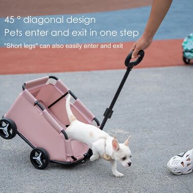 Візок для собак та котів, складний, рожевий. Pet Stroller для маленьких собак та котів
