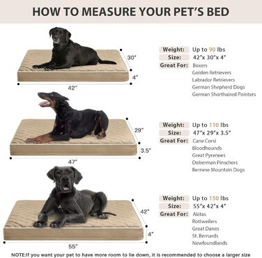 Ортопедичне собаче ліжко WNPETHOME XL, водонепроникне, велике, знімний та пральний чохол, антиковзаюча підкладка, Eierkisten-піна, 104x69x10 см (Колір: Коричневий)