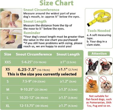 Майерзон Намордник для собак з застібкою-липучкою, м'який сітчастий намордник з патентом для великих, середніх та малих собак, Бігль, Лабрадор, для запобігання укусам та жуванню, дихаючий чорний/сірий XS