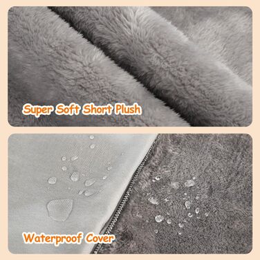 Nobleza Самогріюча килимок для собак та котів, тепла підстилка для домашніх тварин на зиму, м'яке ліжко для собак з Memory Foam, знімний, м'який плюшевий чохол, сірий, 91x58x4 см