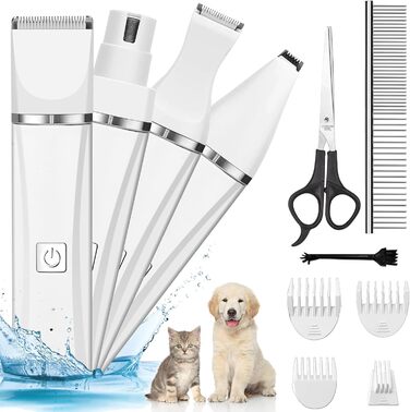 Машинка для стрижки собак EUJAM 4-в-1: професійна, миється (IPX7), для грумінгу лап, очей, вух та обличчя