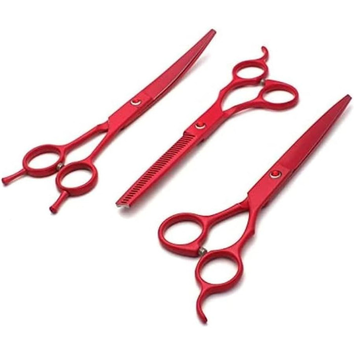 Професійні ножиці для собак, вигнуті ножиці для грумінгу, набір BeautyScissors, для стрижки шерсті тварин (червоні)