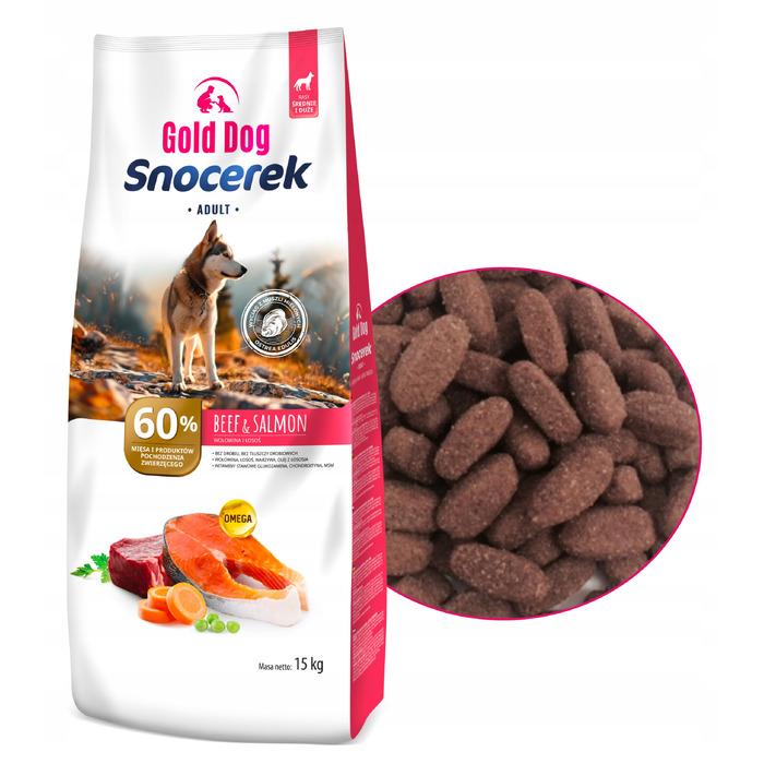 Корм для собак Gold Dog Snocerek 15 кг (яловичина, лосось, овочі), без птиці
