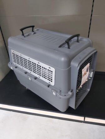 Клітка-переноска для собак Flamingo Lanta – темно-сіра | Розмір L (56 × 80 × 59,5 см) | Безпечна, практична та комфортна переноска для вашого собаки