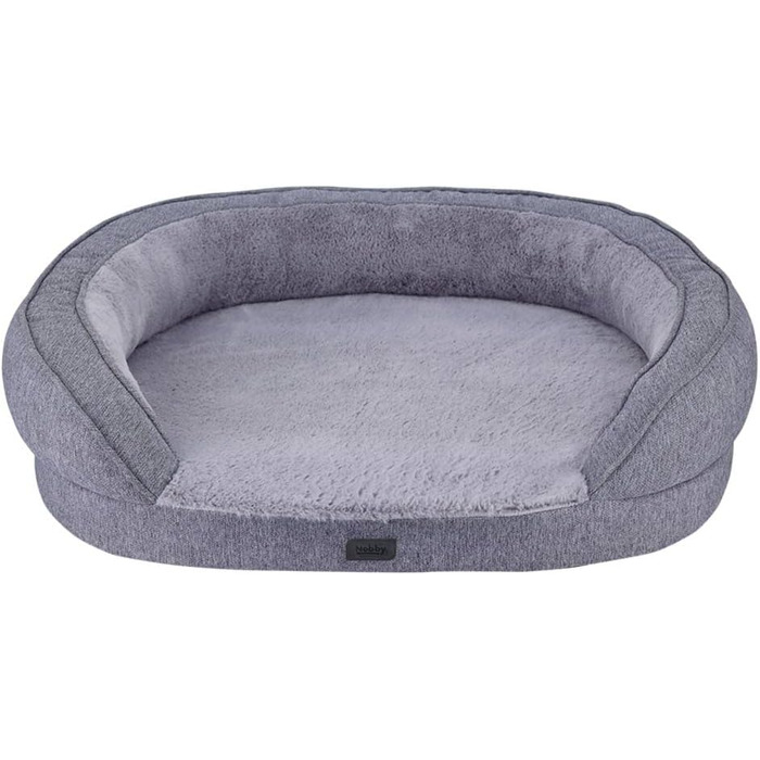 Ортопедичне комфортне ліжко Nobby 61735 овальної форми, сірого кольору; 78 x 62 x 18 см